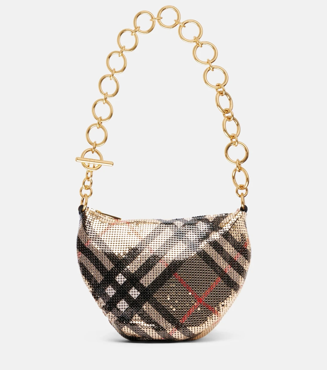 Burberry - حقيبة كتف متوسطة بنقشة مربعات بربري