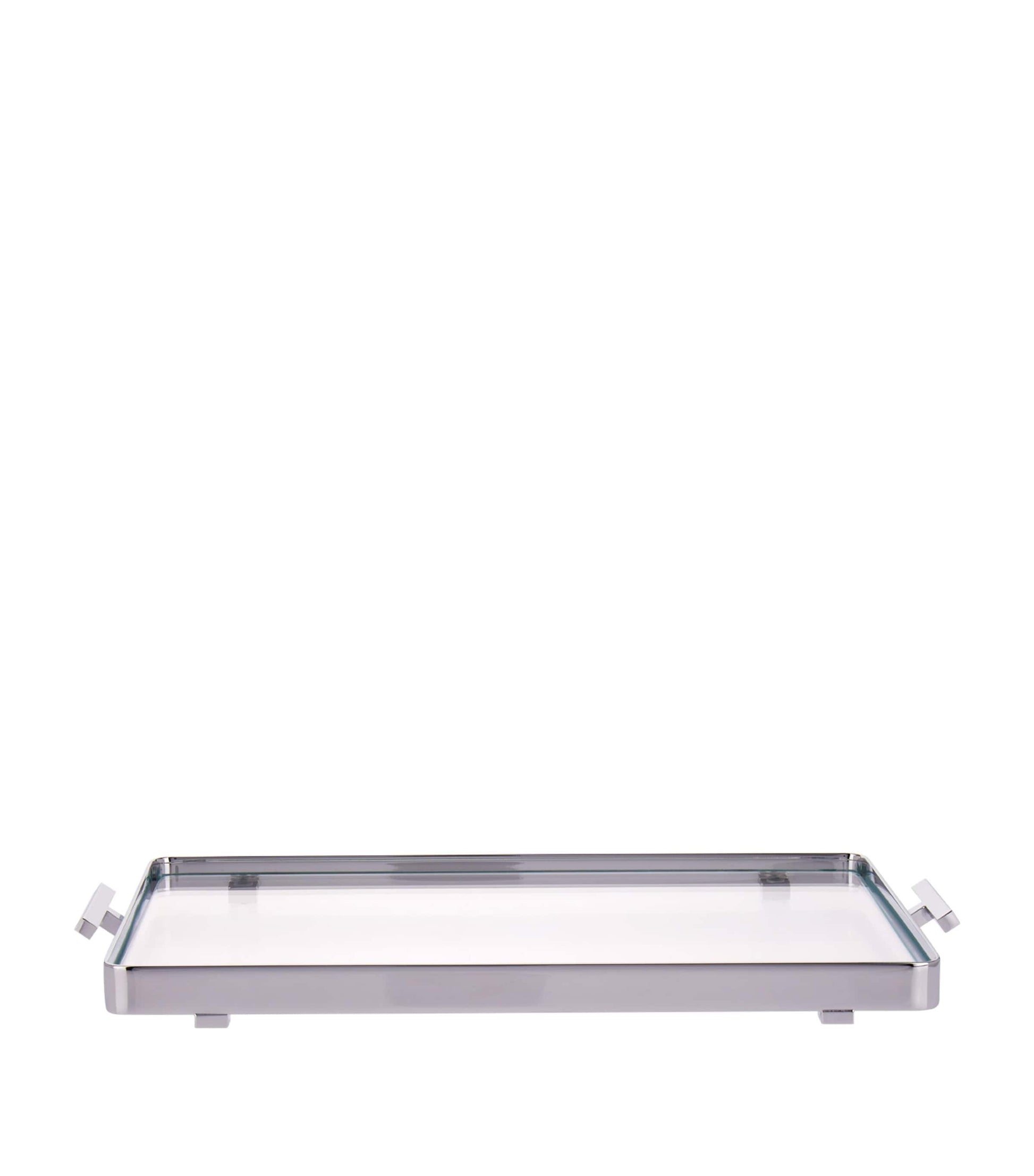 Chrome Trimmed Glass Tray