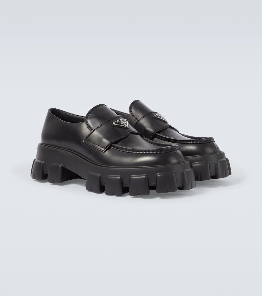 Prada - Logo leather platform loafers