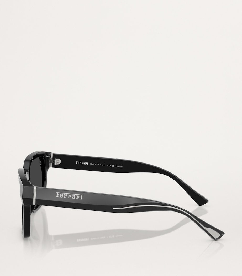 Ferrari Black Acetate Square Polarised Sunglasses