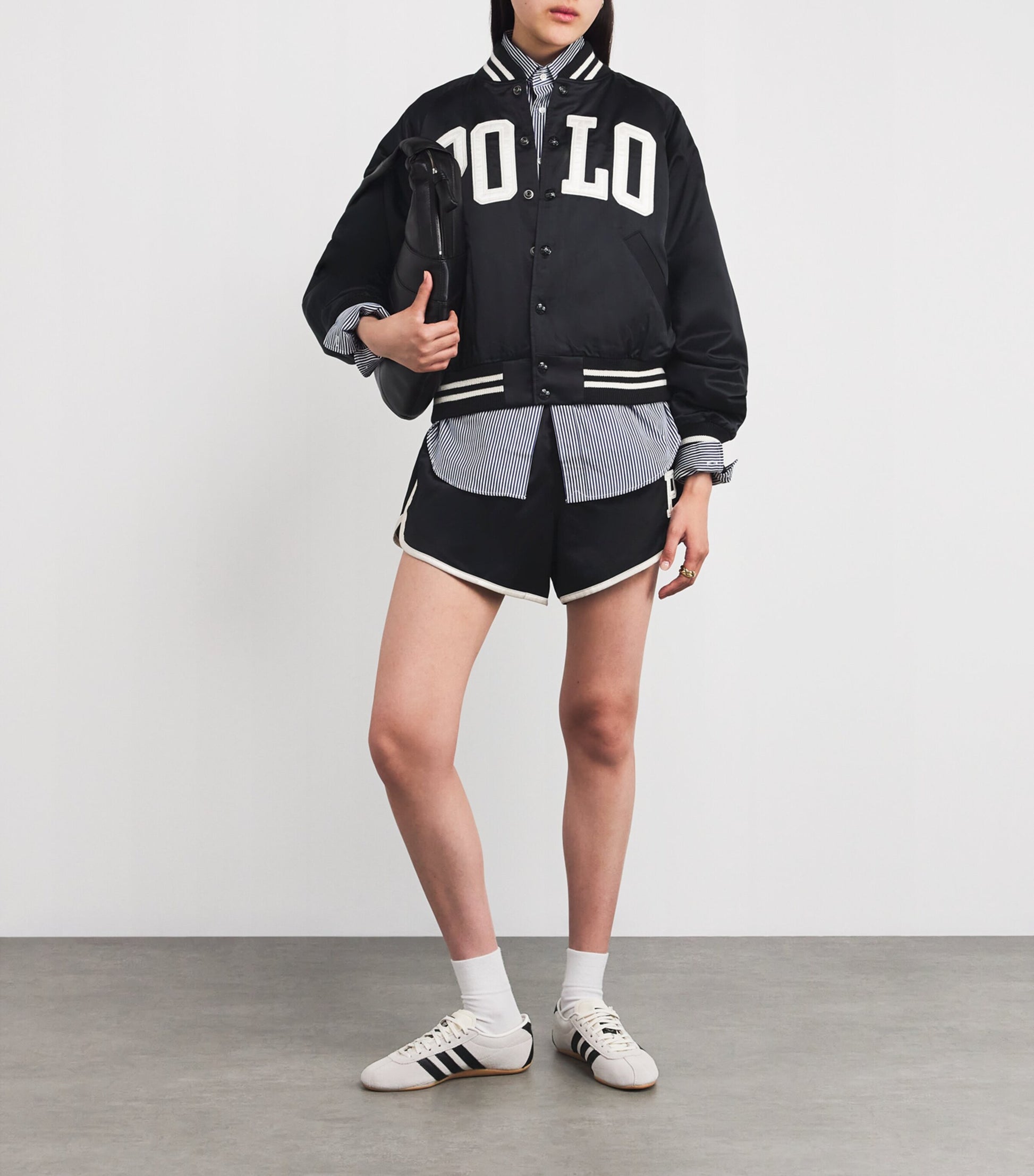 Polo Ralph Lauren Black Sateen Logo Bomber Jacket