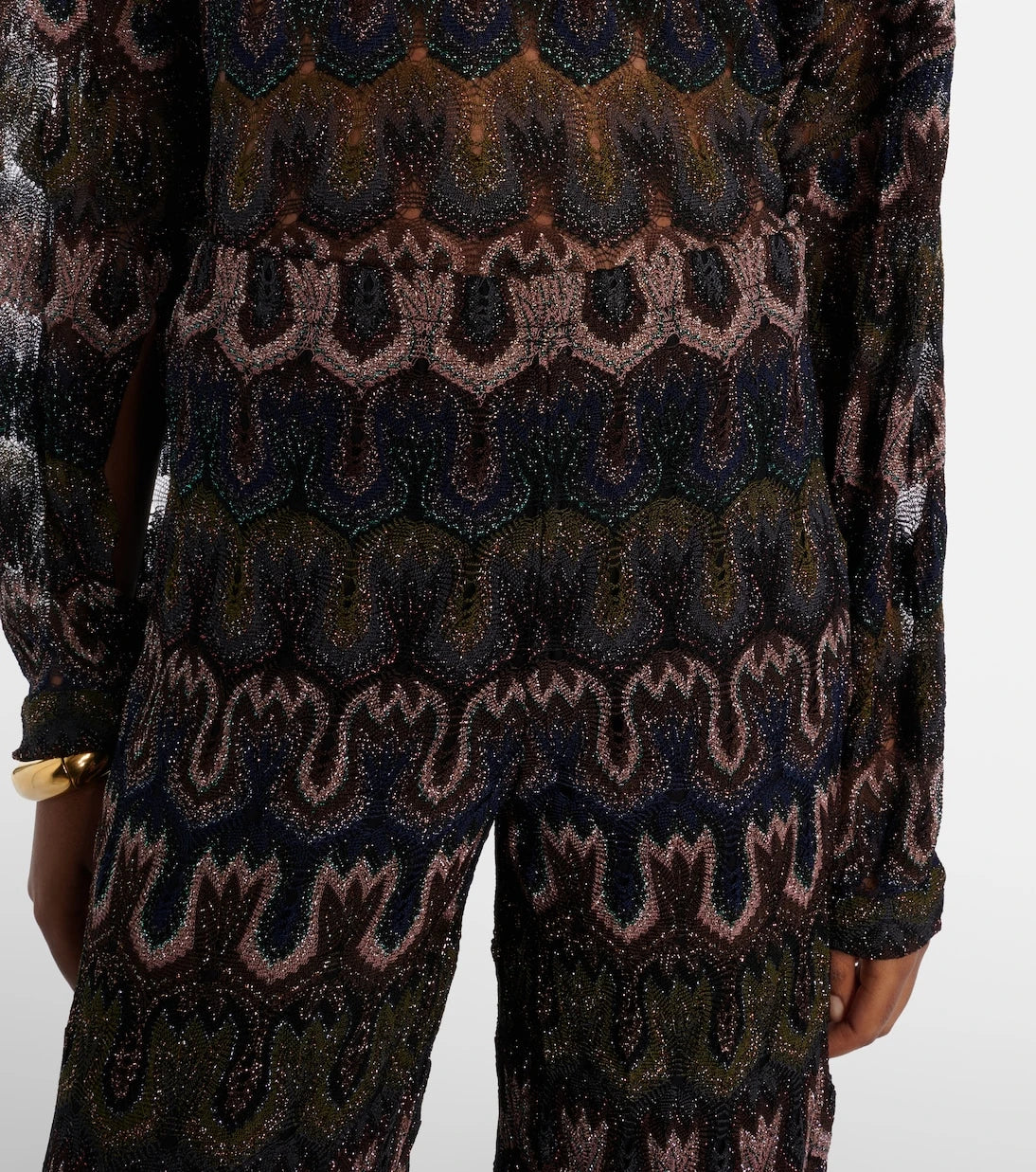 Missoni - Intarsia lamé flared pants