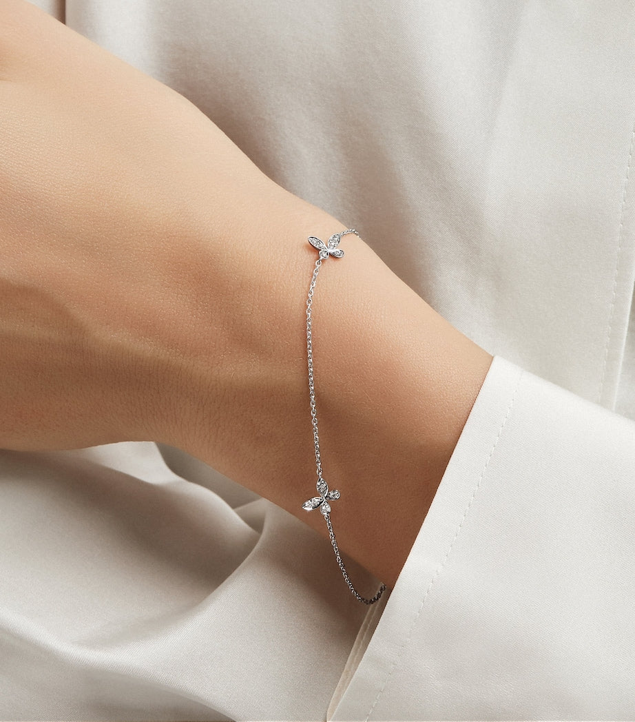 Small White Gold and Diamond Butterfly Bracelet