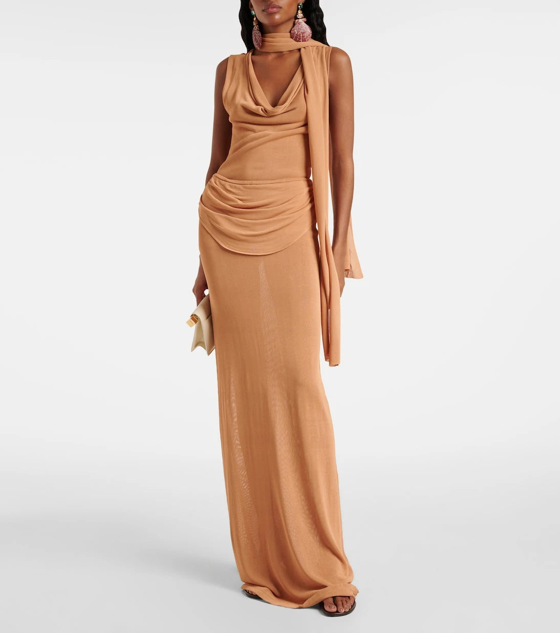 Aya Muse - Draped semi-sheer maxi skirt
