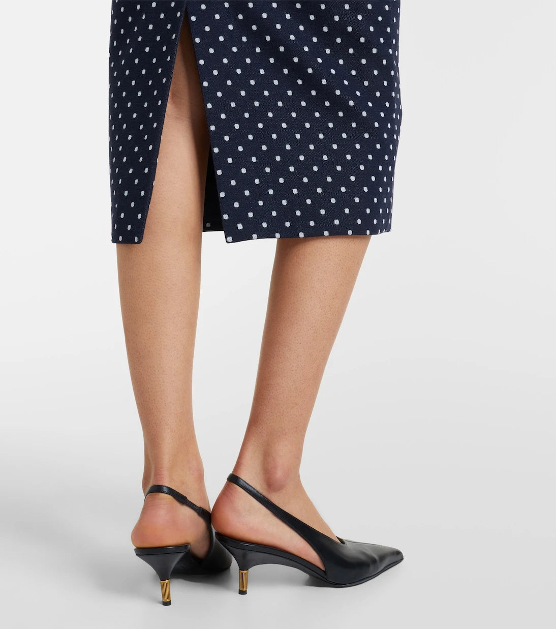 Max Mara - Polka-dot jersey midi skirt