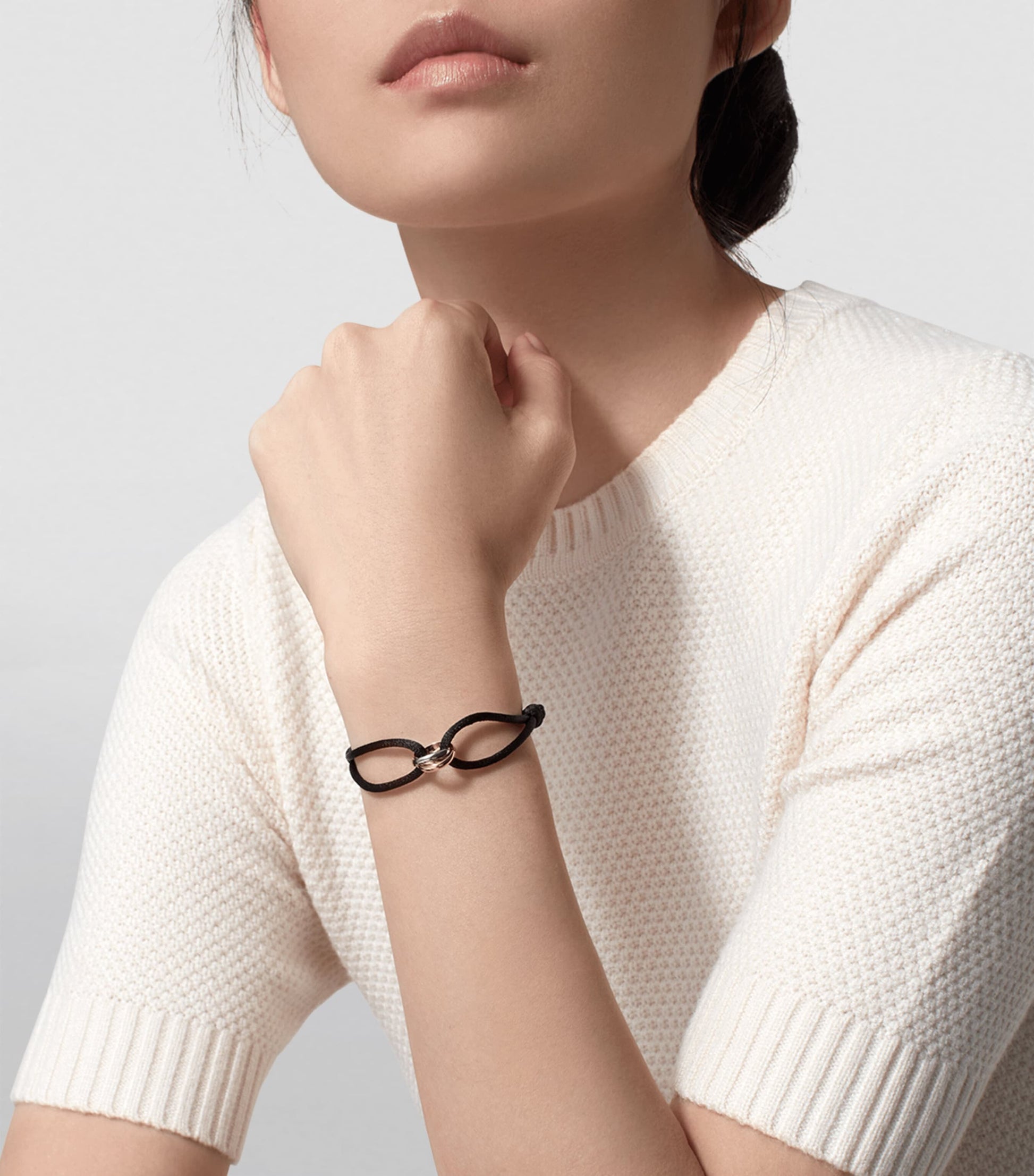 White, Yellow and Rose Gold Trinity Bracelet