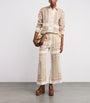 Zimmermann Nude Linen Geometric Crop Wide-Leg Trousers