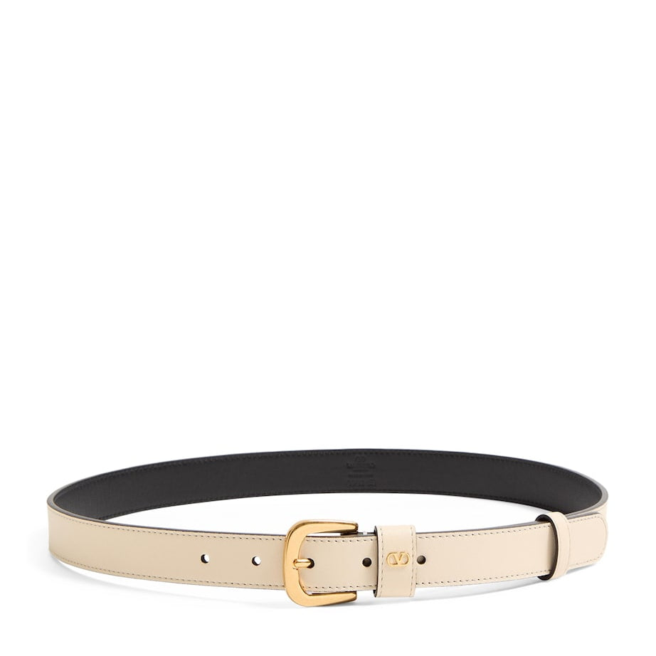 Valentino Garavani Ivory Leather VLogo Signature Belt