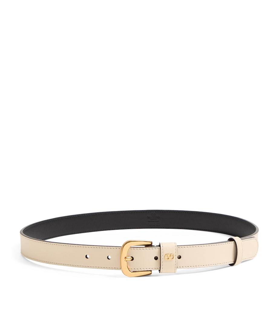 Valentino Garavani Ivory Leather VLogo Signature Belt