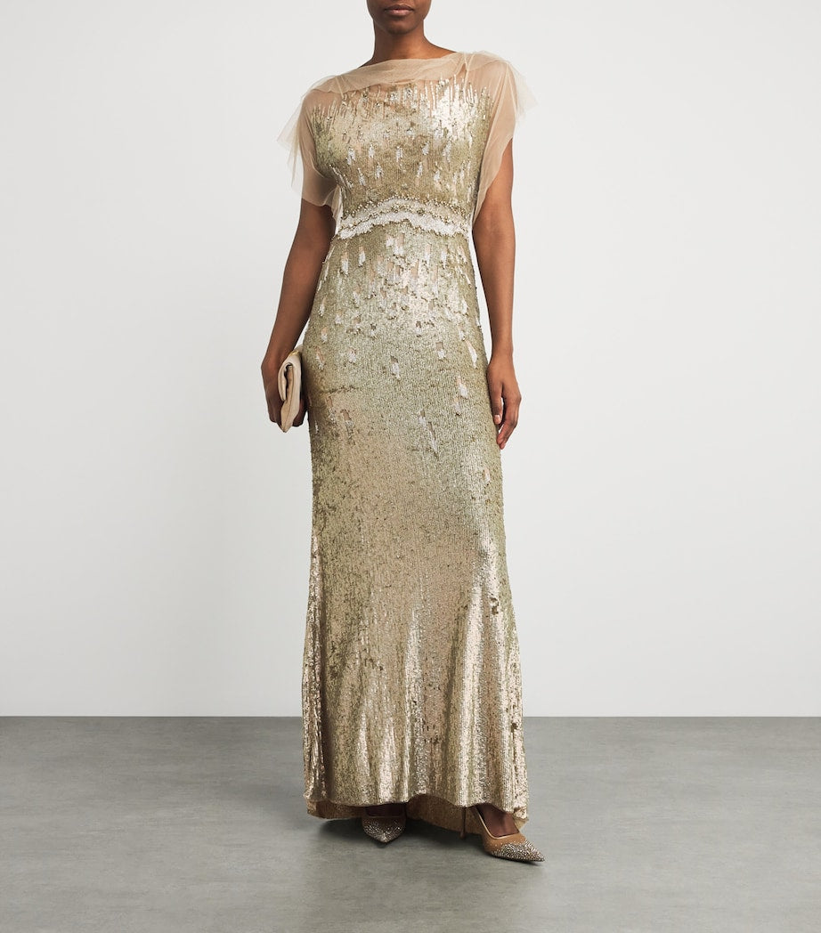 Jenny Packham Yellow Tulle Sequinned Bonnie Gown