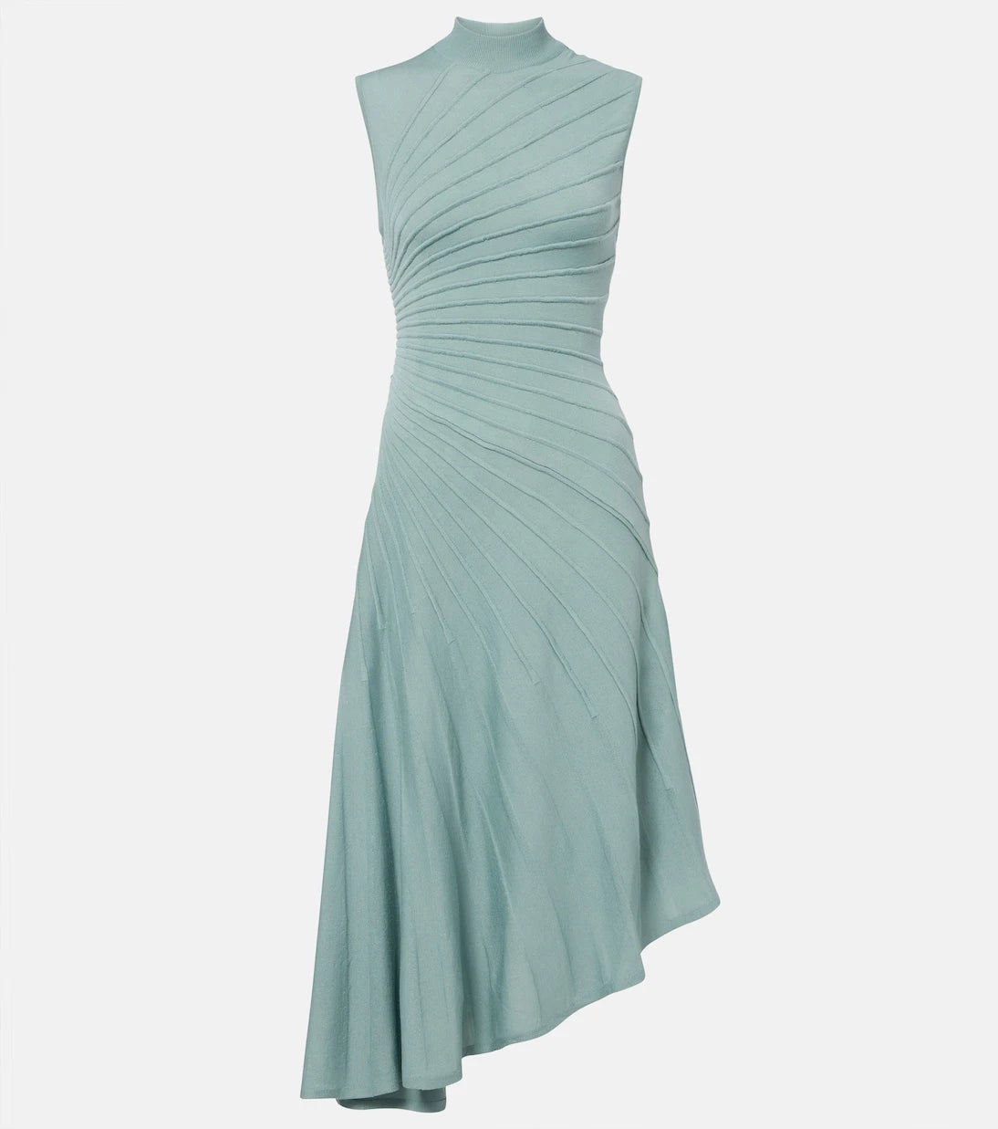 Alaïa - Ray asymmetric virgin wool midi dress