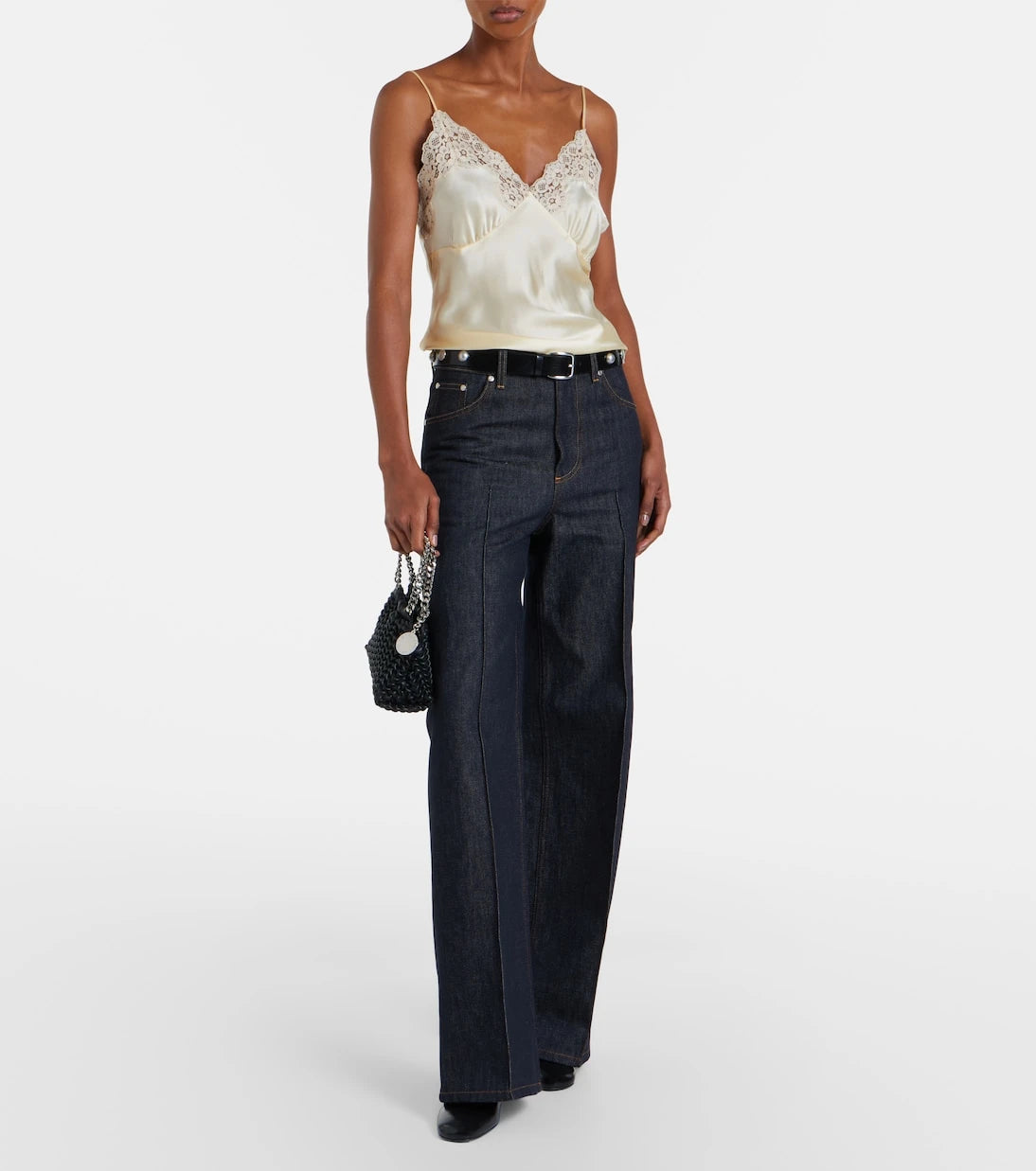 Stella McCartney - Lace-trimmed silk satin camisole