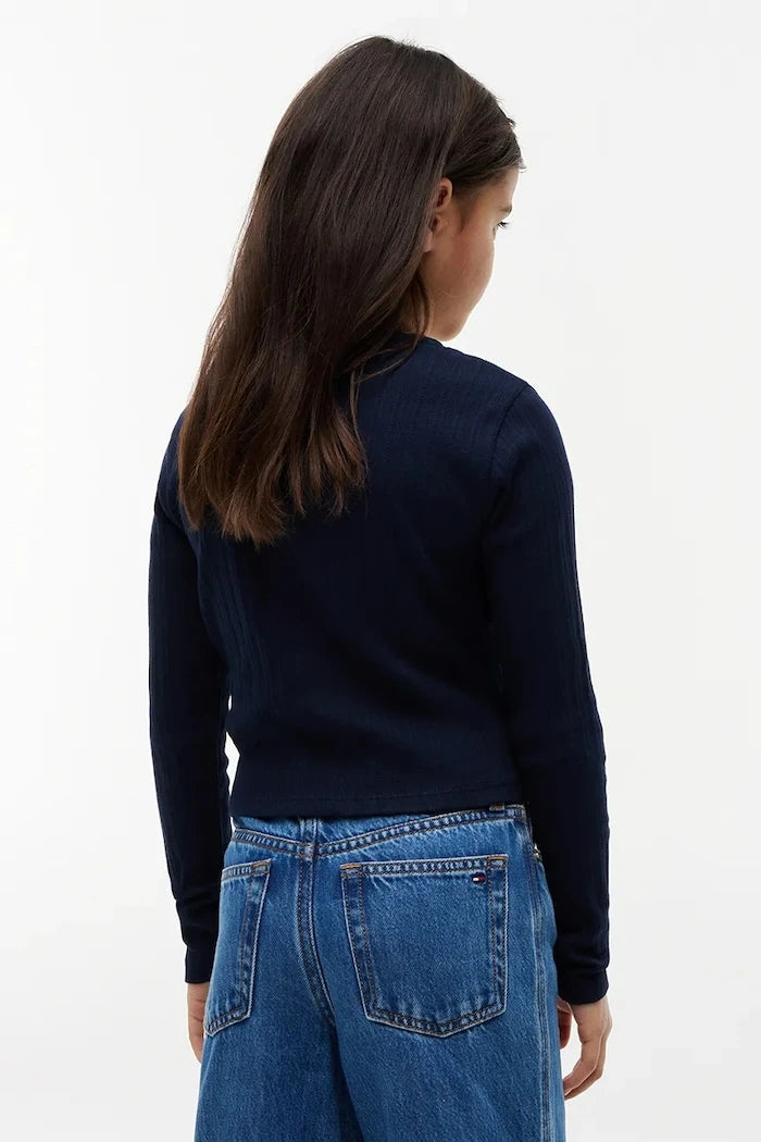 Tommy Hilfiger çocuklar için pamuklu uzun kollu bluz