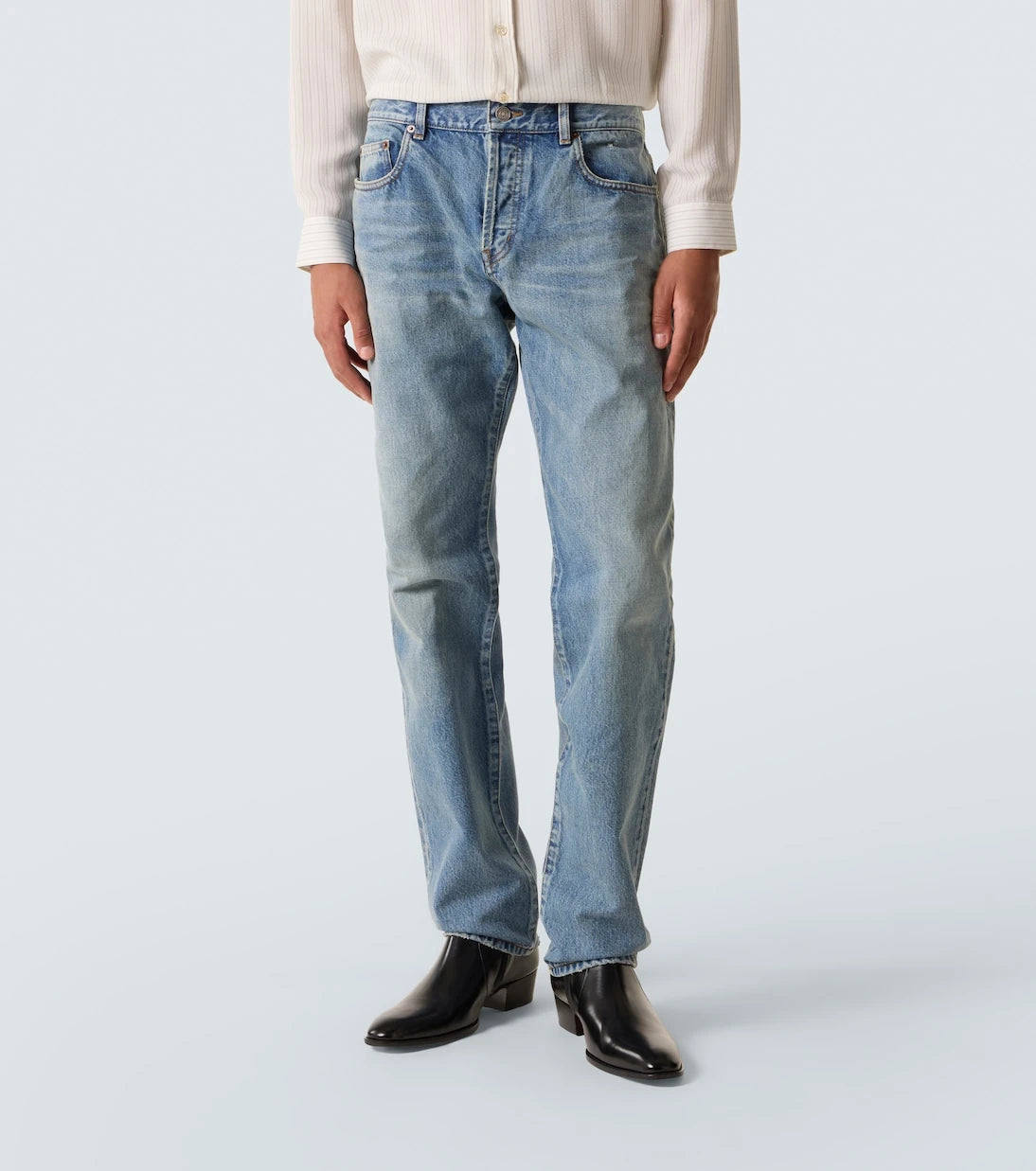 Saint Laurent - بنطلون جينز بقصة ضيقة وخصر منخفض