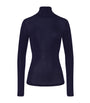 Navy Woolen Silk Roll-Neck Top
