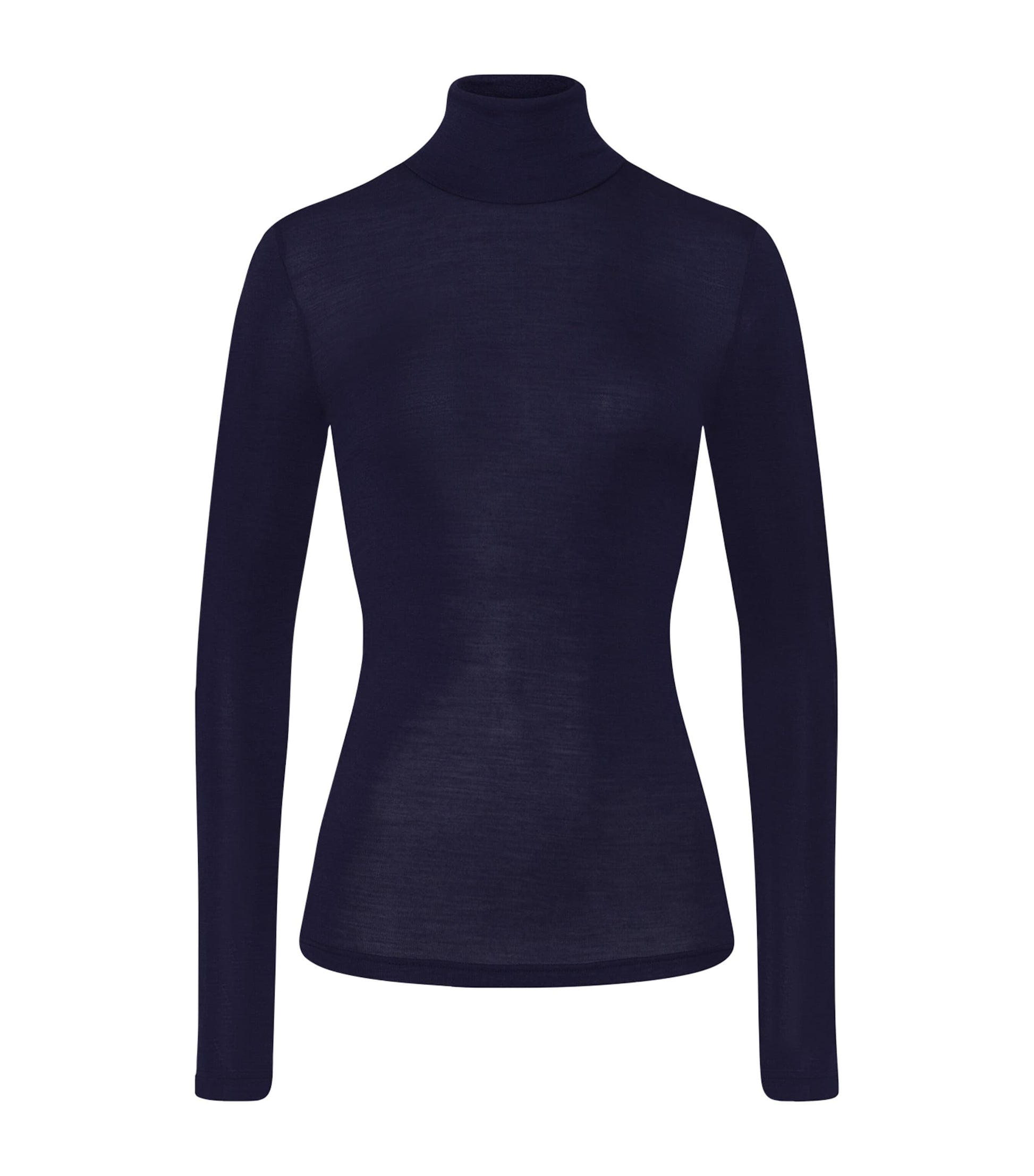 Navy Woolen Silk Roll-Neck Top