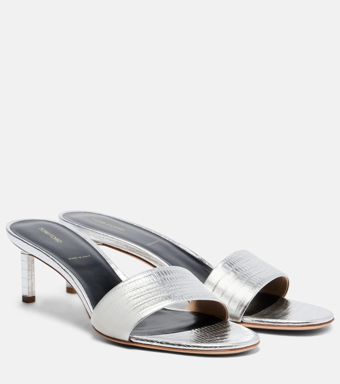 Tom Ford - 55 metallic leather mules