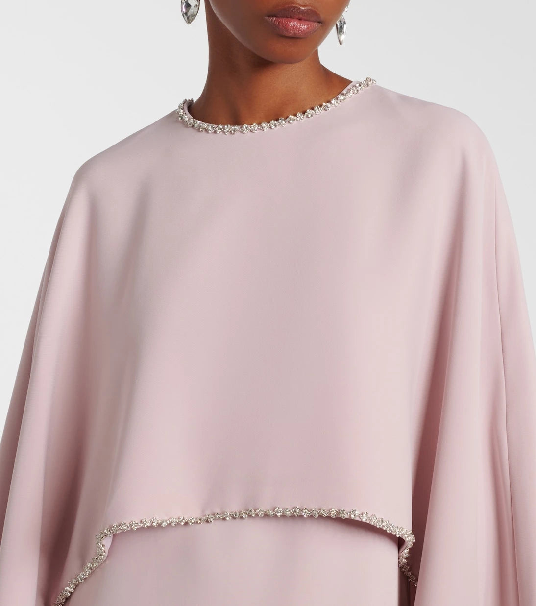 Costarellos - Crystal-embellished caped gown