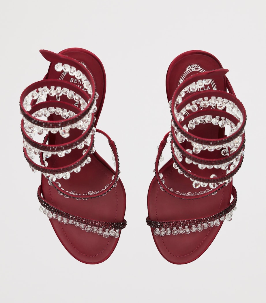 Burgundy Satin Chandelier Heeled Sandals 105