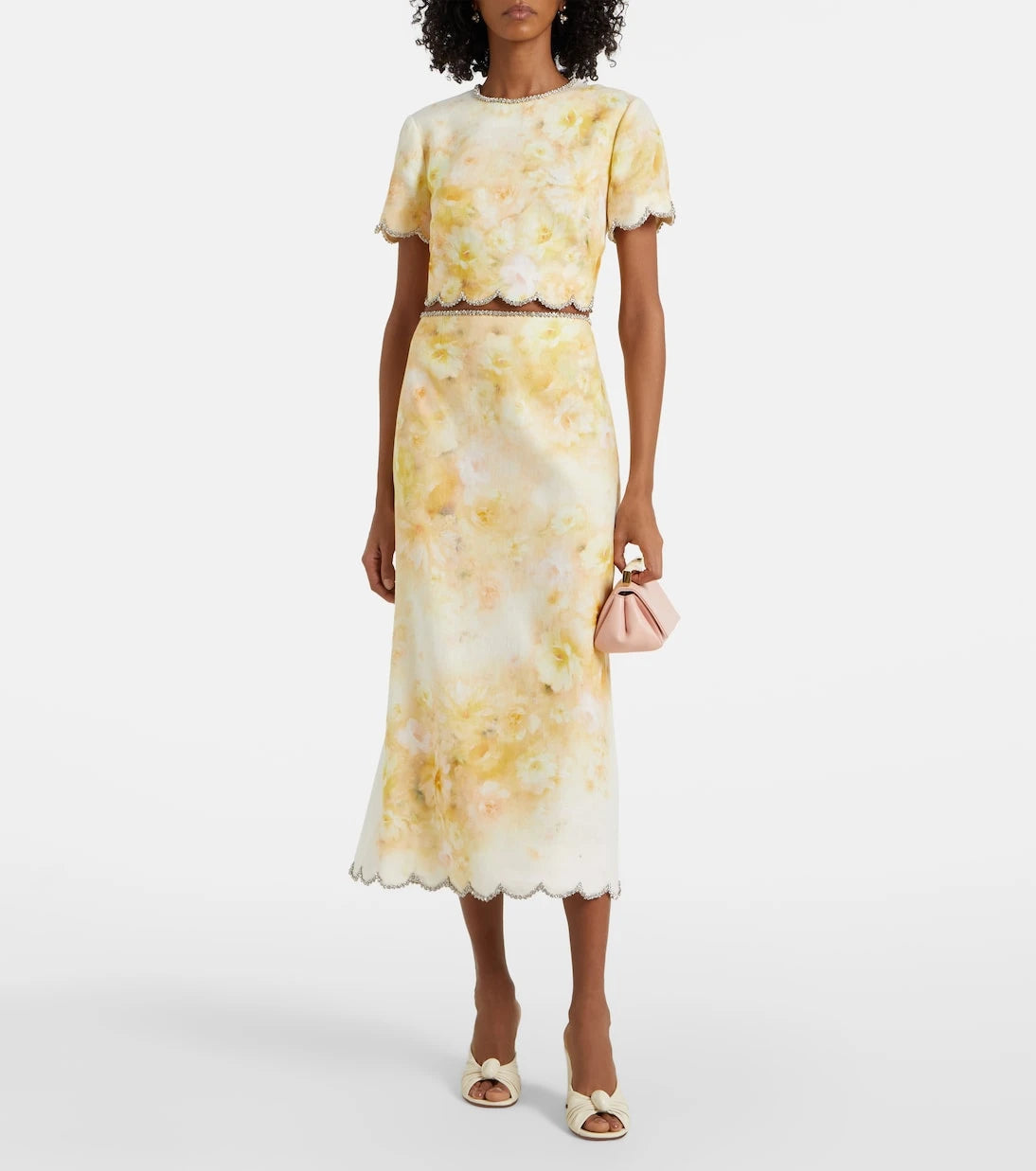 Zimmermann - Crush scalloped cropped silk top