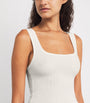 Skims Ivory Cotton Ribbed Cropped Tank Top