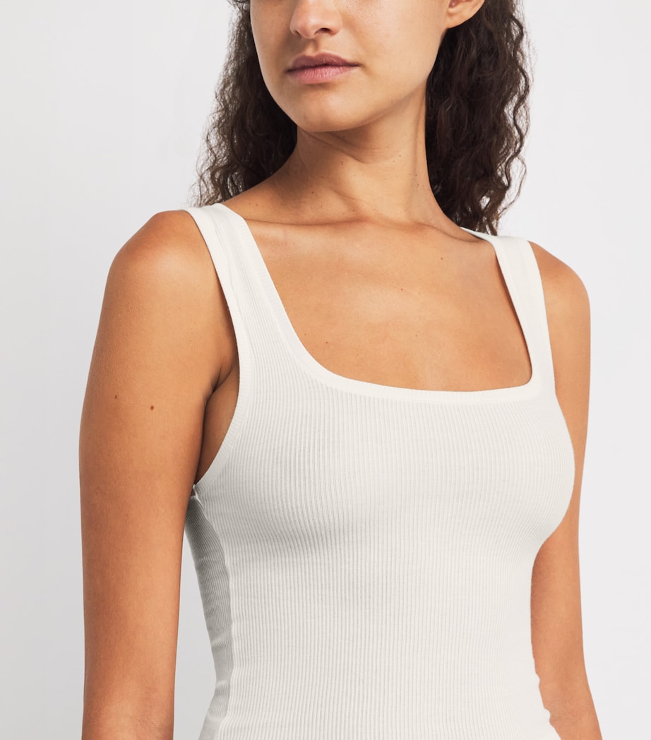 Skims Ivory Cotton Ribbed Cropped Tank Top