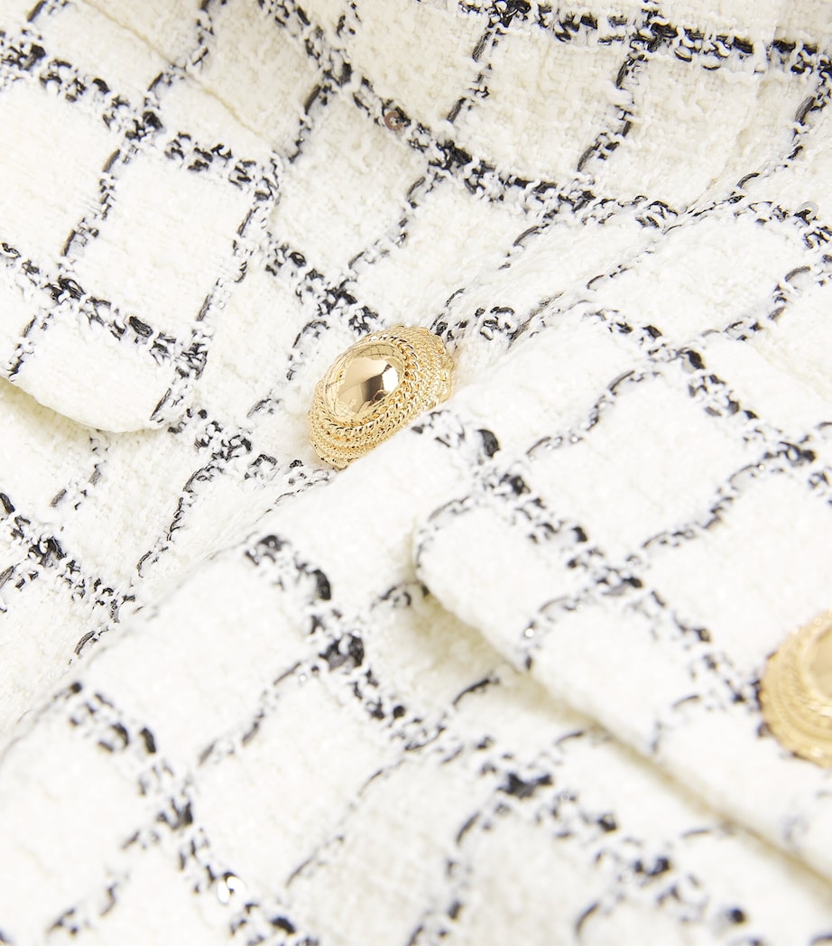 Self-Portrait Ivory Bouclé Check Mini Dress