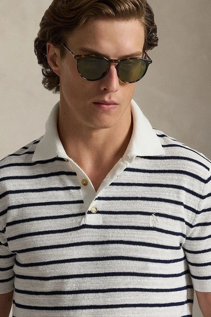 Тениска с яка с лен Polo Ralph Lauren