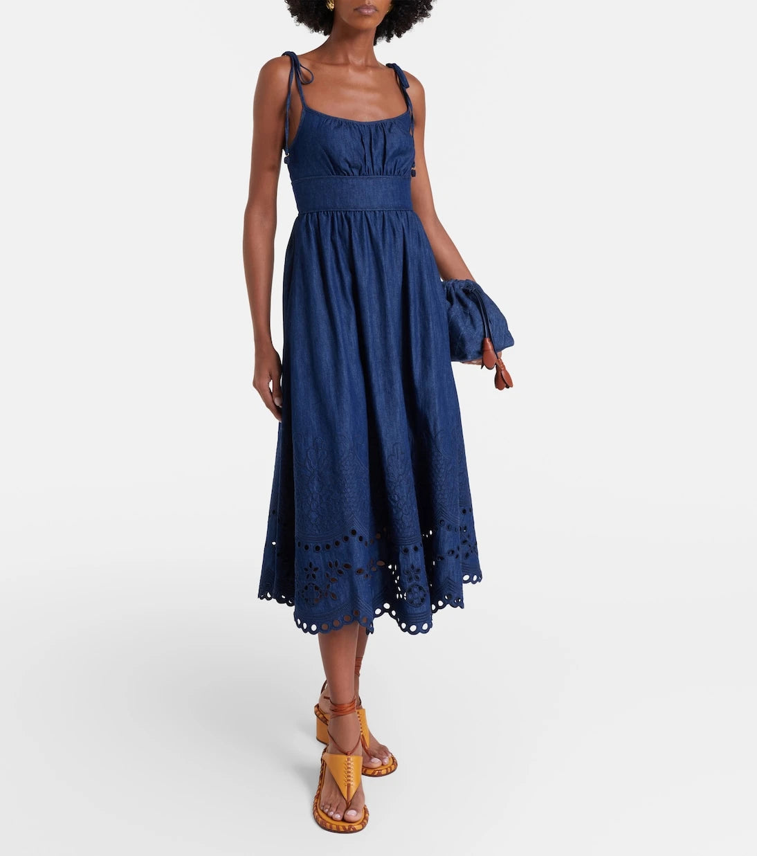Zimmermann - Mahon broderie anglaise denim midi dress