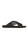 Dolce & Gabbana Leather Logo Crossover Sandals