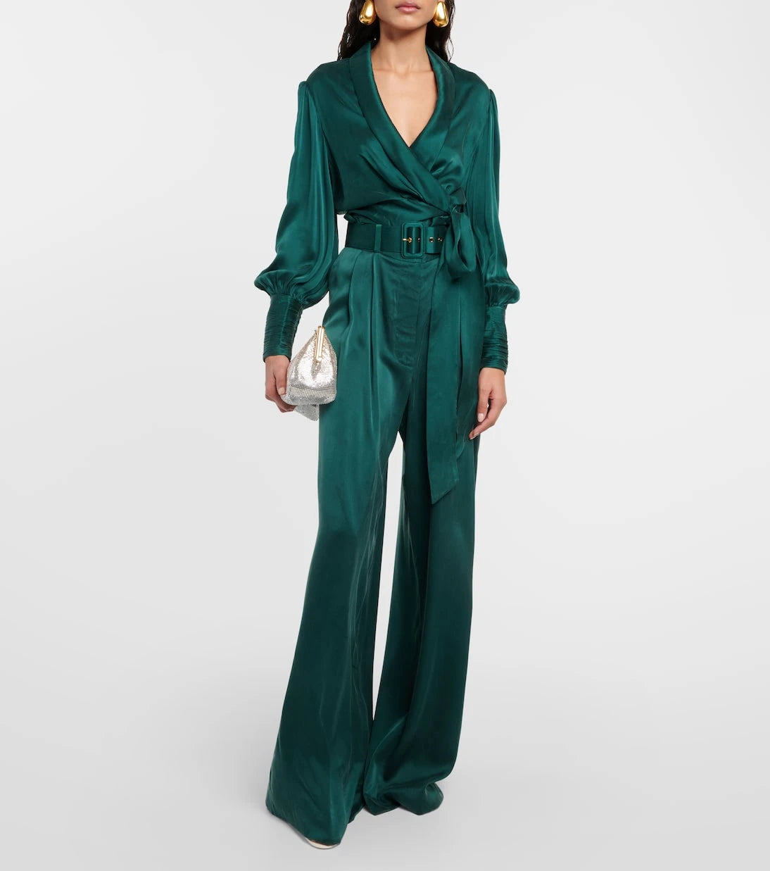 Zimmermann - Tuck silk satin wide-leg pants