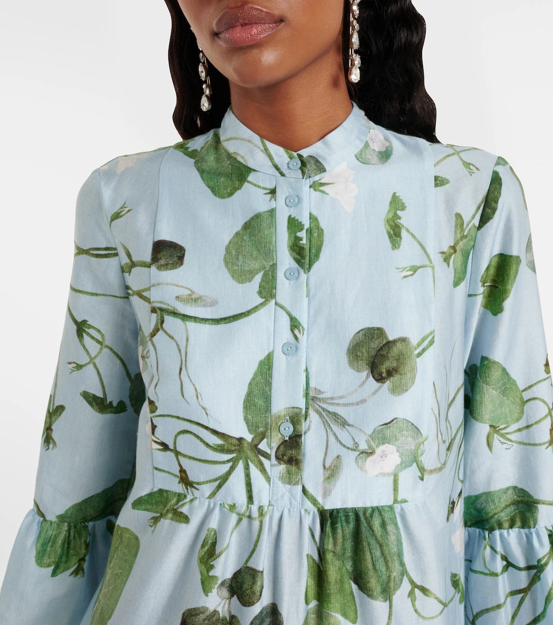 Erdem - Tiered floral cotton minidress