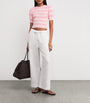 VALENTI Pink Cotton-Blend Stripe Crop Top