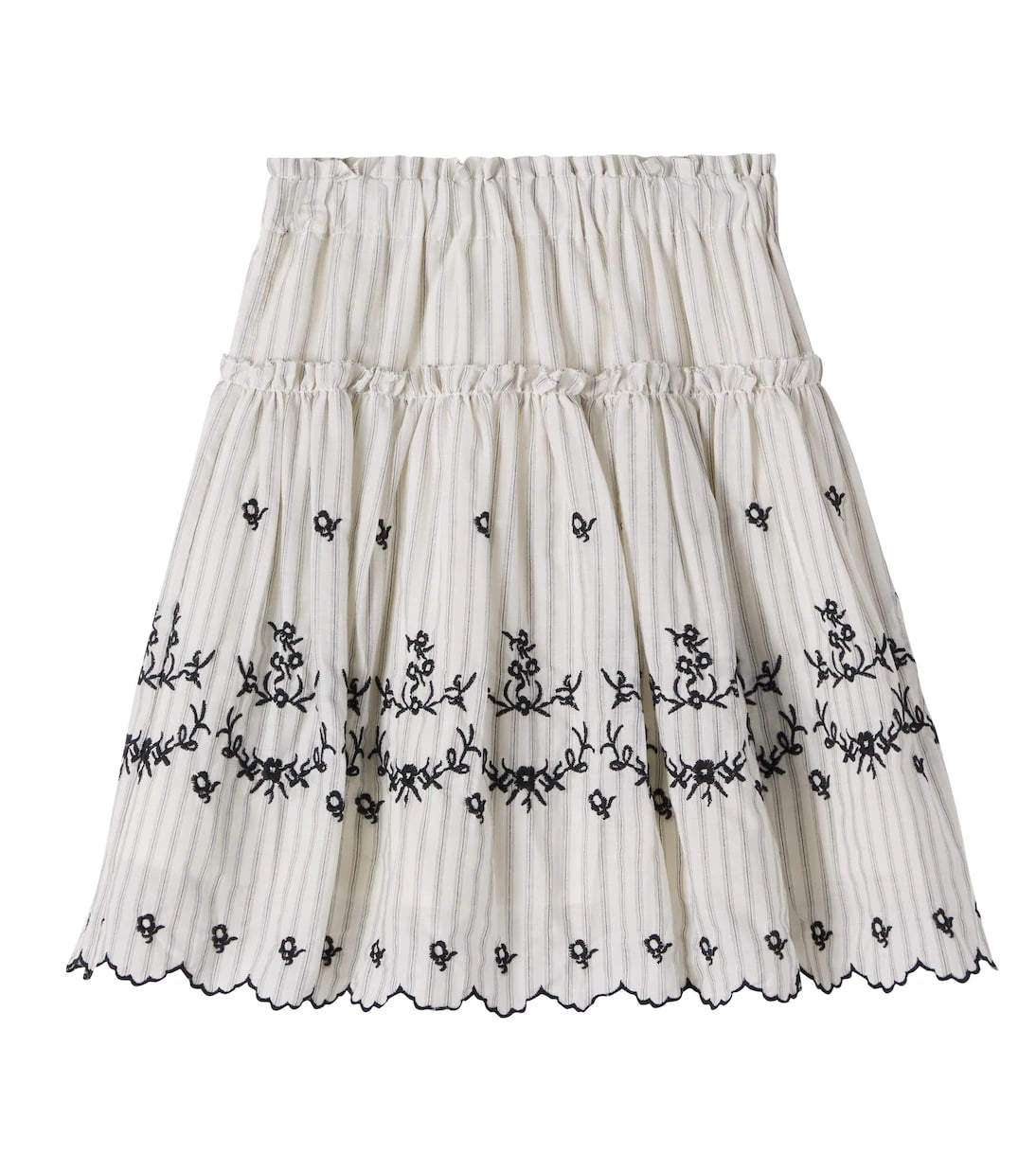 C'era Una Volta - Embroidered striped cotton skirt