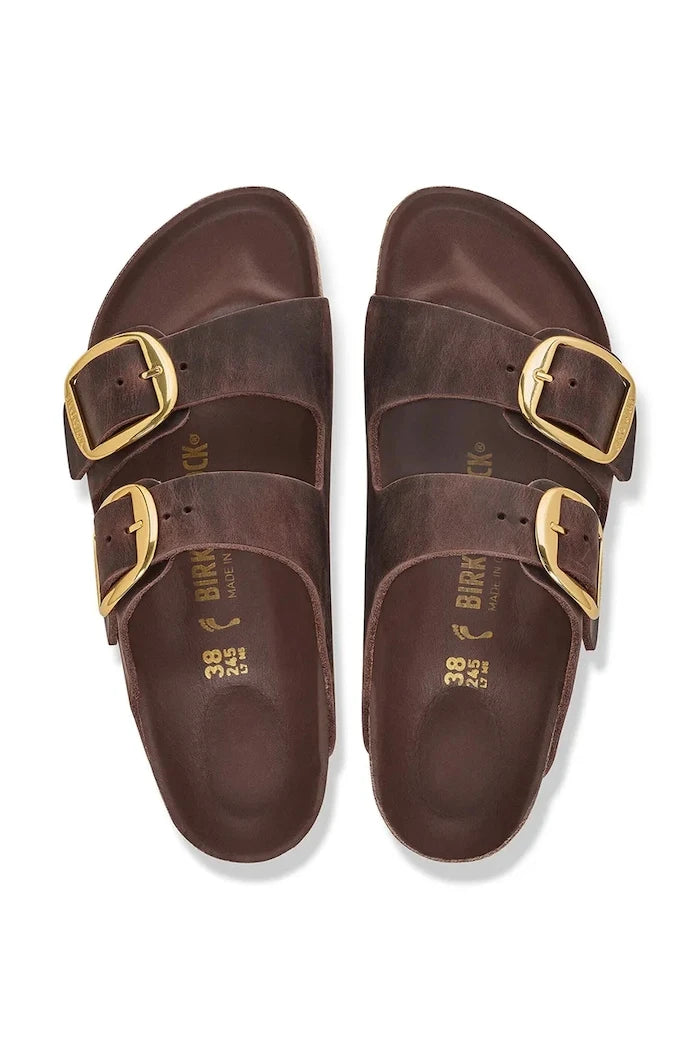 Birkenstock чехли дамски от кожа Arizona Big Buckle Oiled Leather