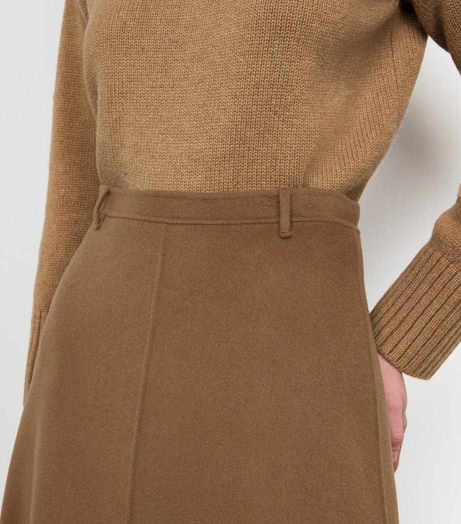 Max Mara Beige Virgin Wool Midi Skirt