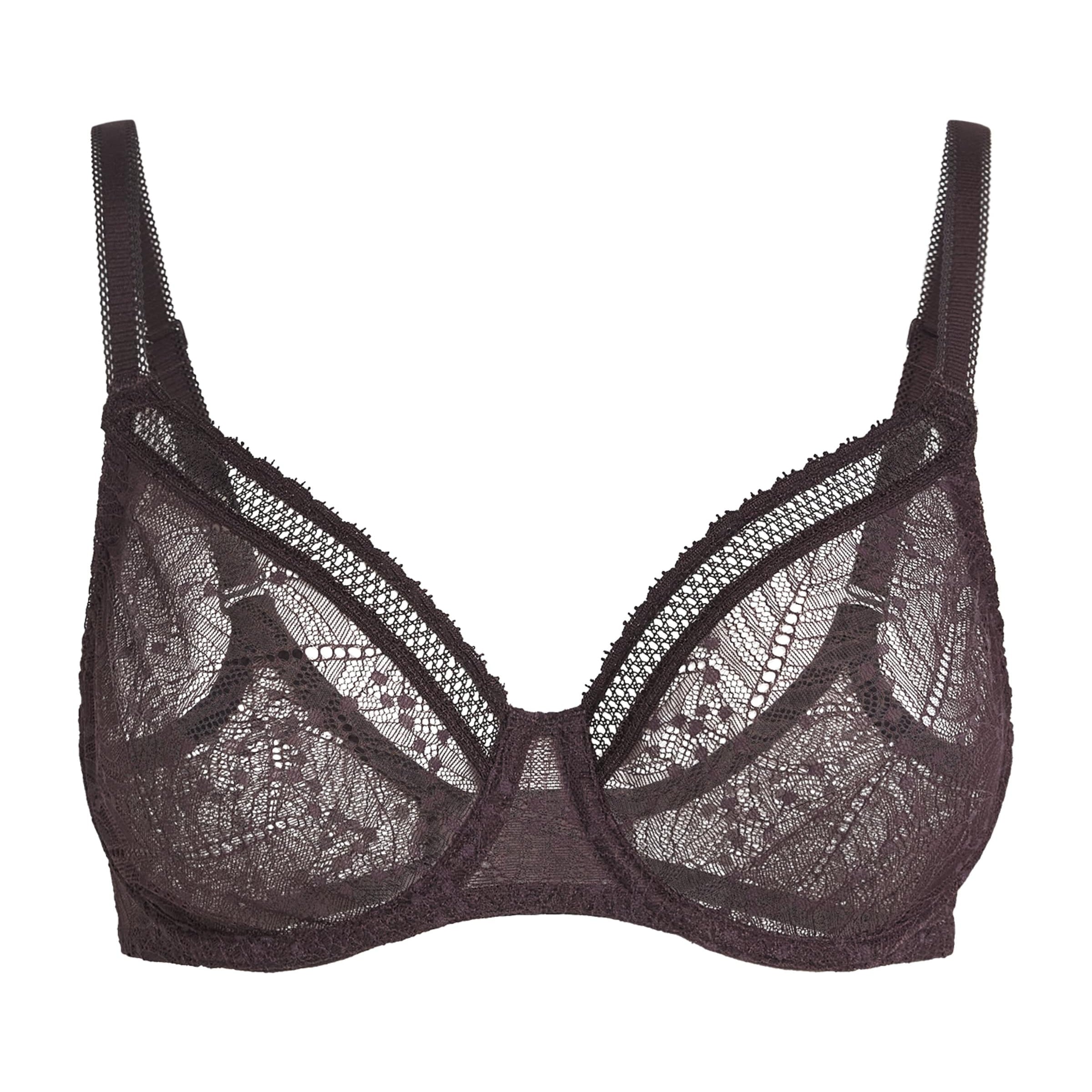 Simone Perele Brown Lace Comète Plunge Bra