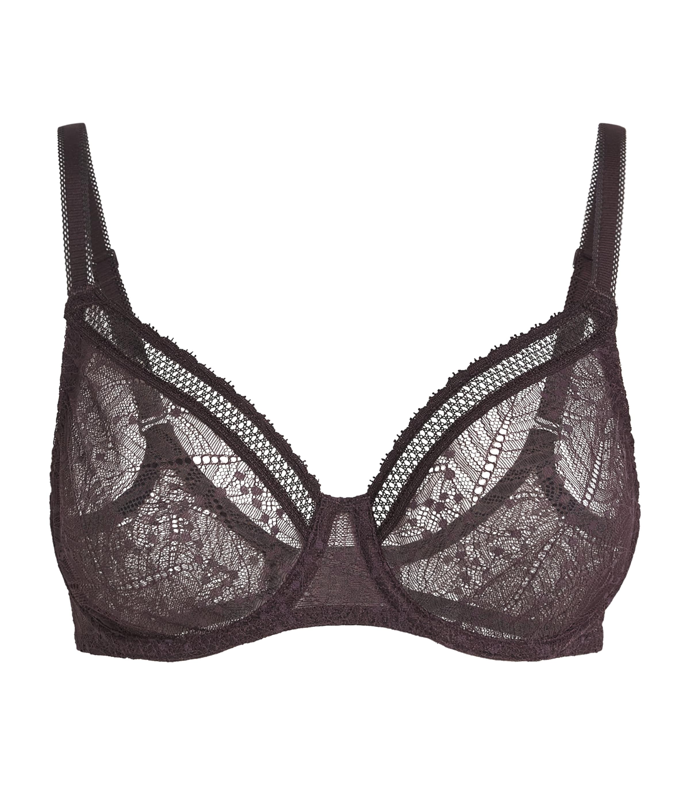 Simone Perele Brown Lace Comète Plunge Bra
