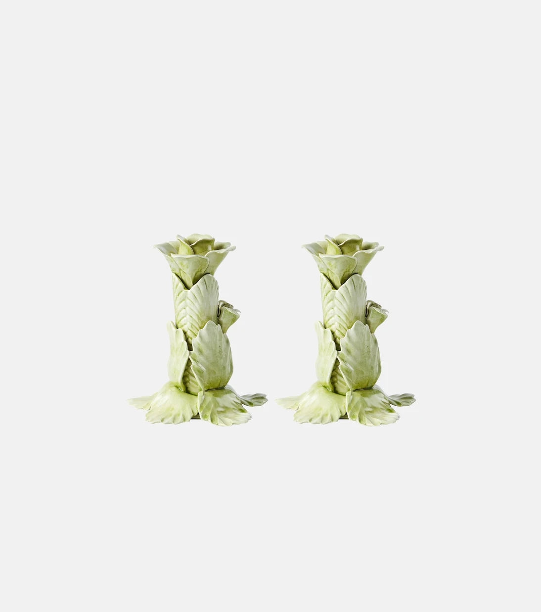 Bitossi - Set of 2 floral ceramic candleholders