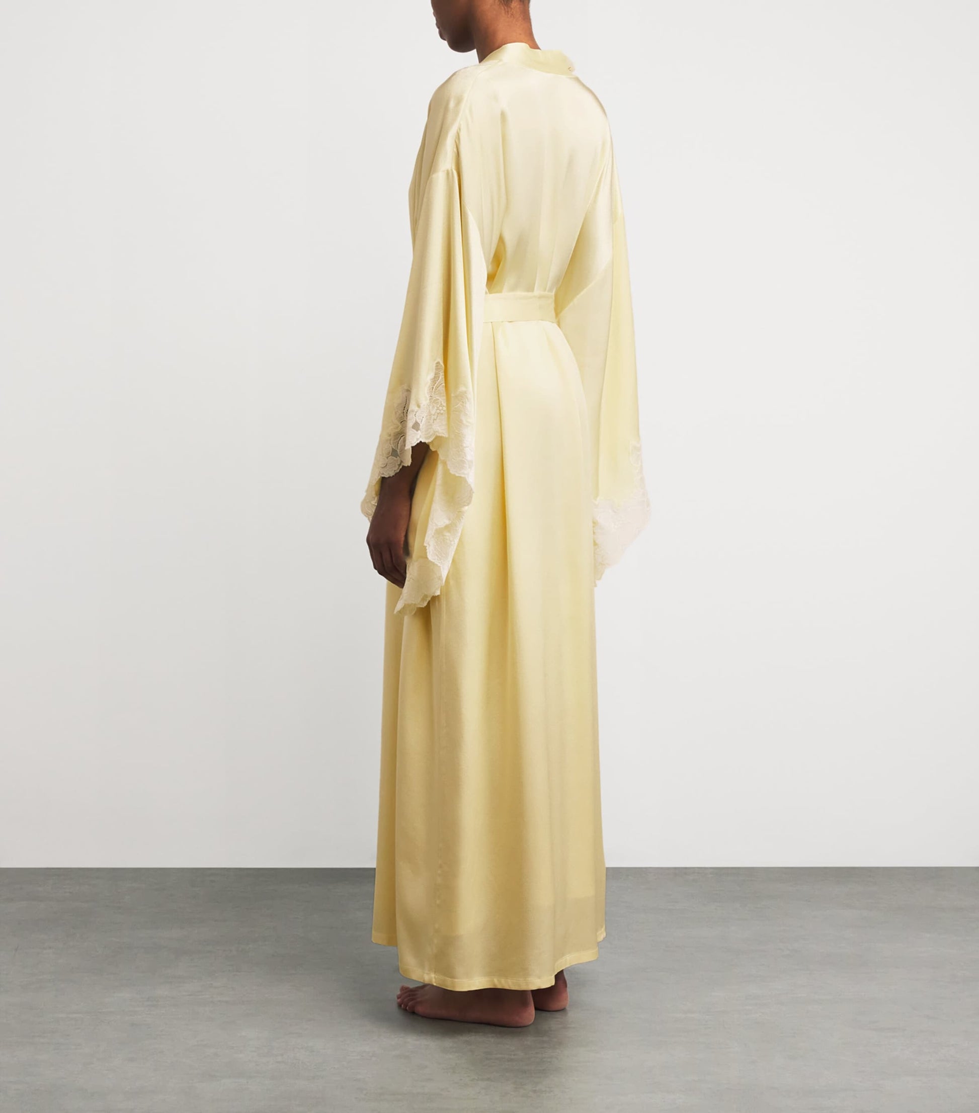 Bocan Yellow Satin Lace-Trim Heidi Robe (XS/S)