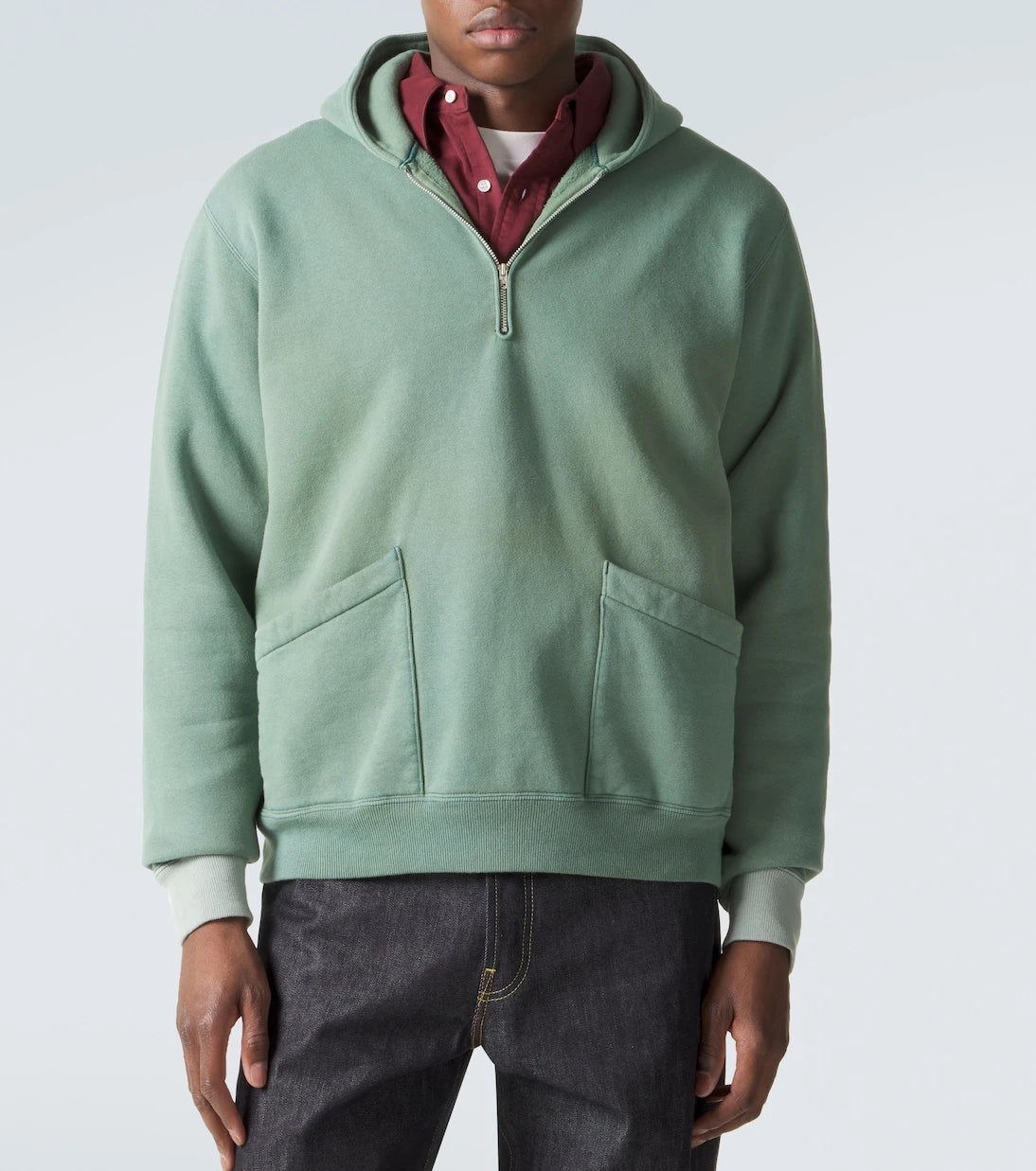 A.Presse - Vintage cotton jersey half-zip hoodie
