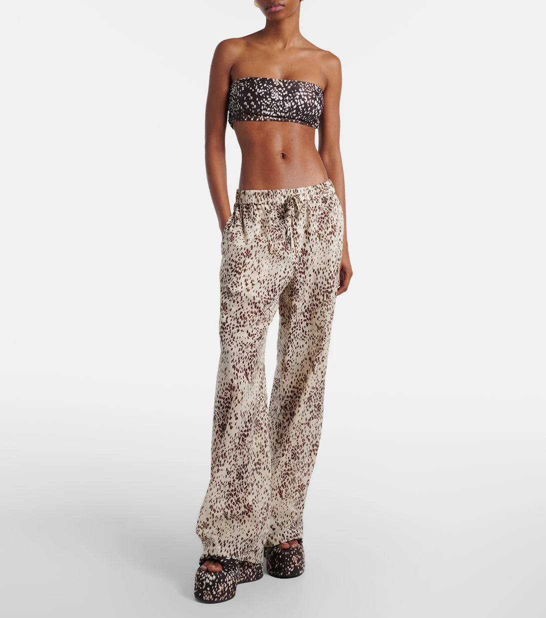 The Attico - Leopard-print cotton wide-leg pants