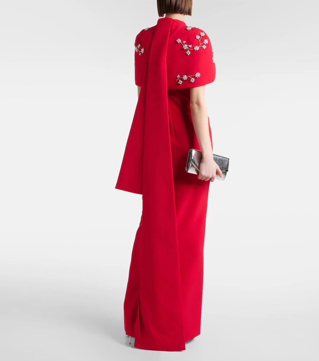 Safiyaa - Embroidered caped crêpe gown