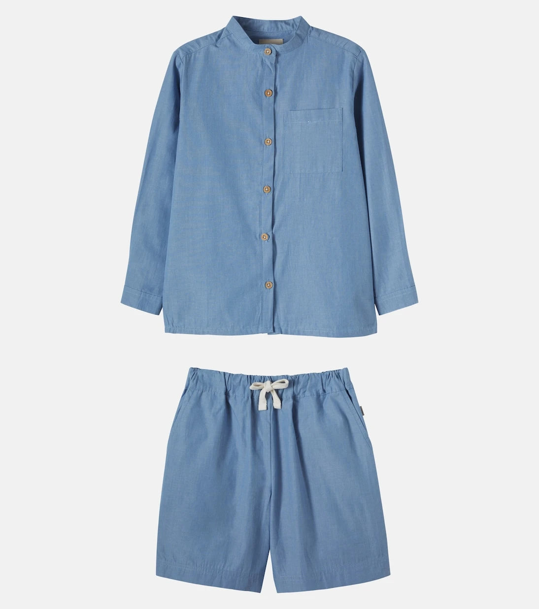 Wheat - Cotton chambray shirt and shorts set