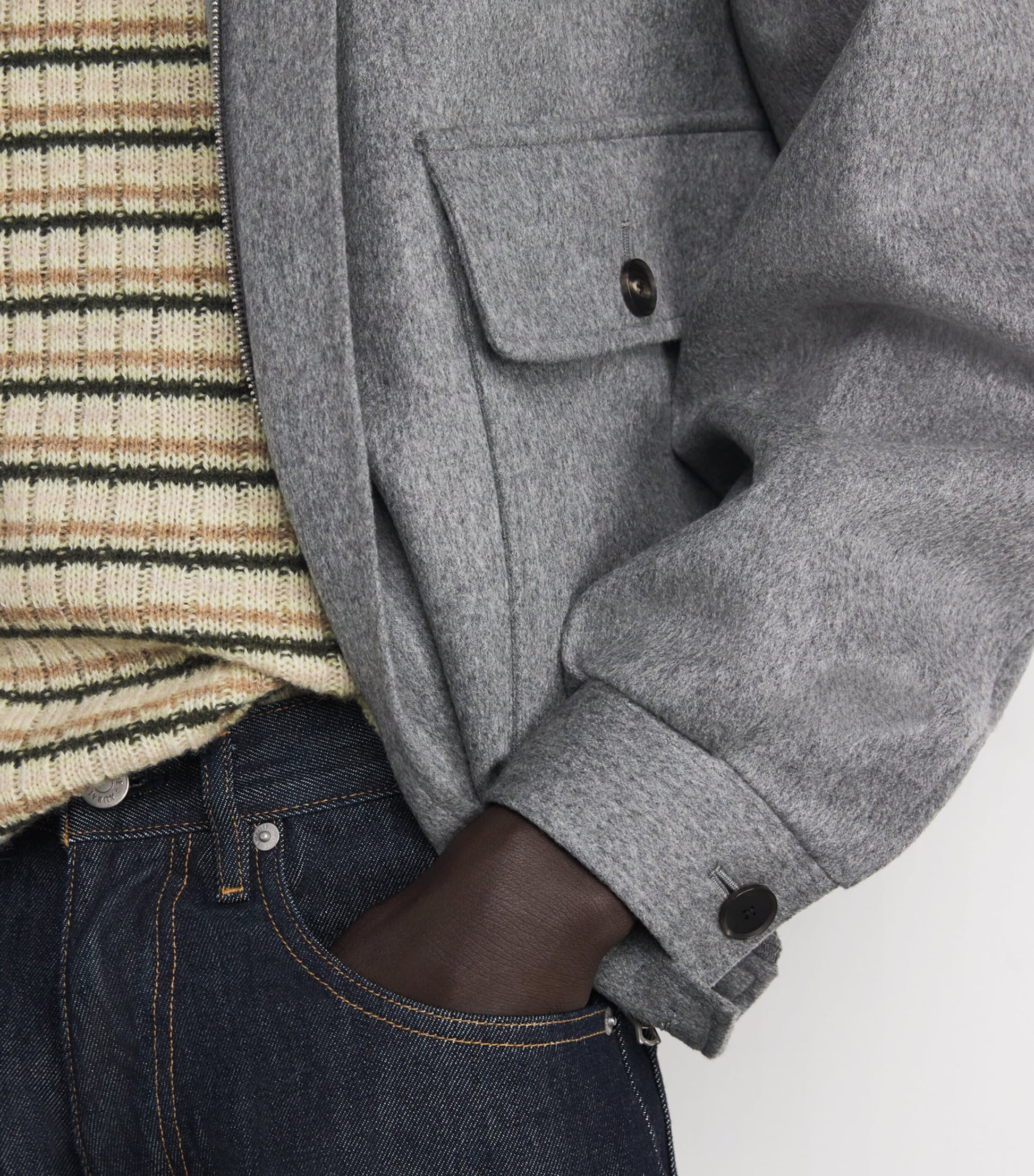 Grey Cashmere Bomber Jacket