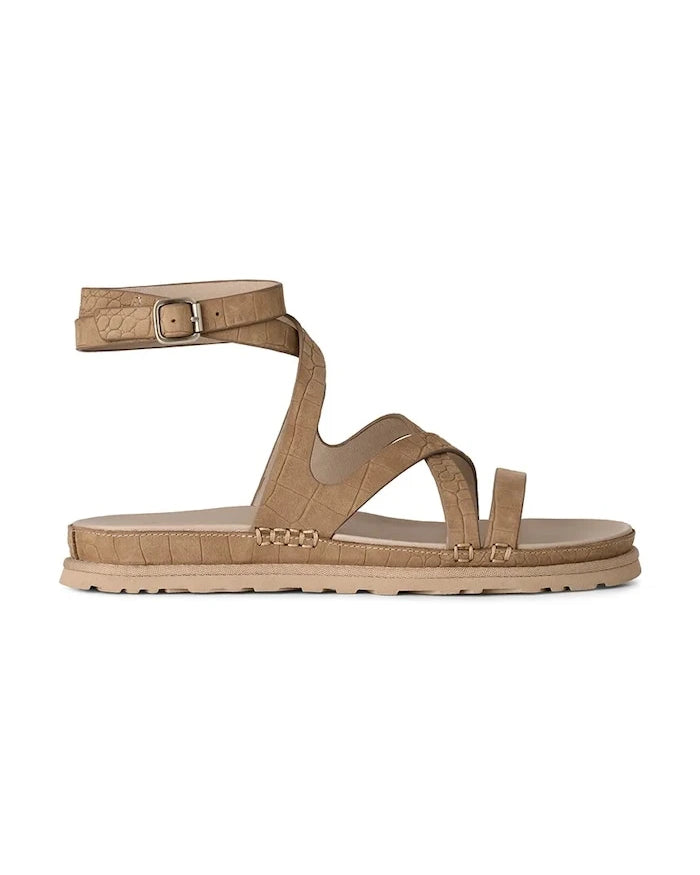 UGG W Goldengaze Embossed Ankle Wrap Deri Sandalet