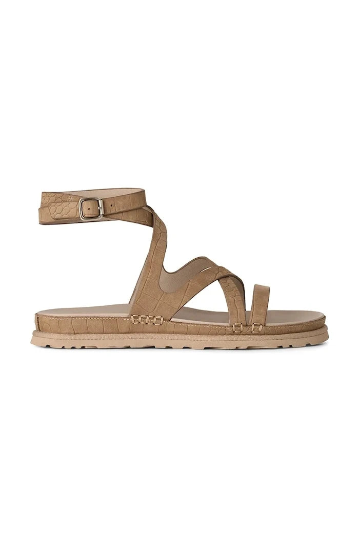 Кожени сандали UGG W Goldengaze Embossed Ankle Wrap