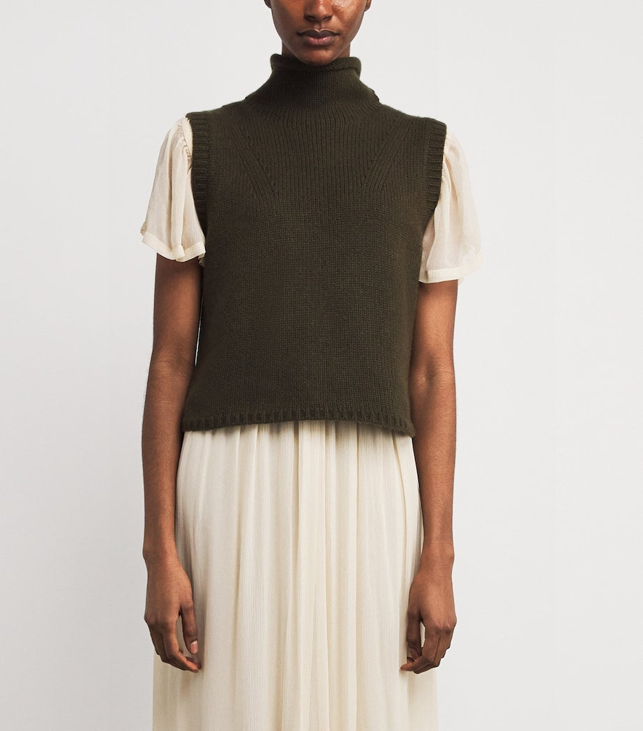 ME+EM Green Cashmere Rollneck Sweater Vest