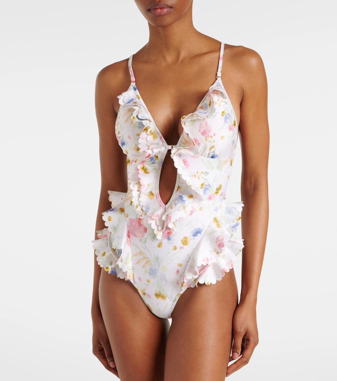 Zimmermann - Floral ruffled swimsuit