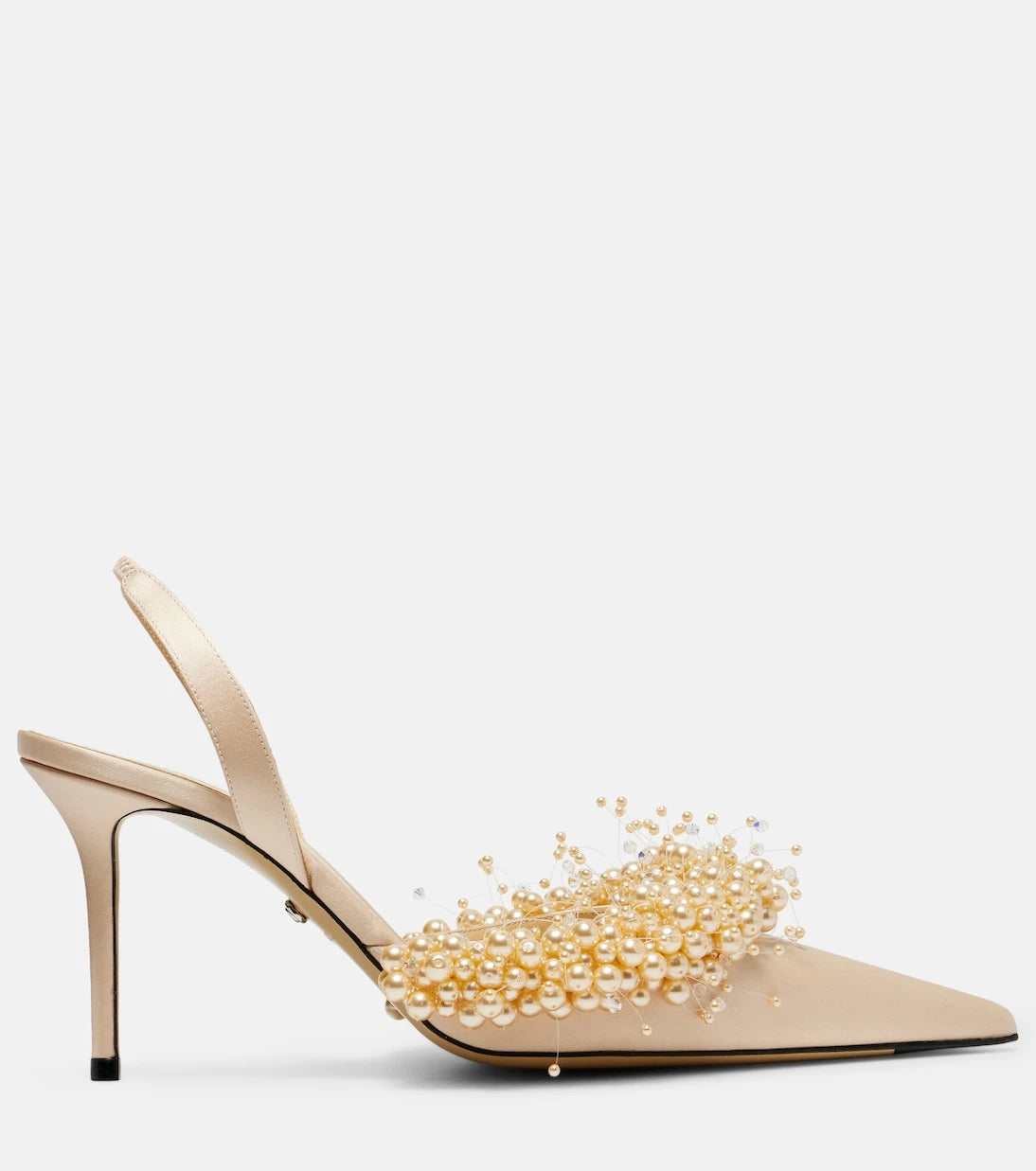Mach & Mach - Floating Pearls 85 satin slingback pumps